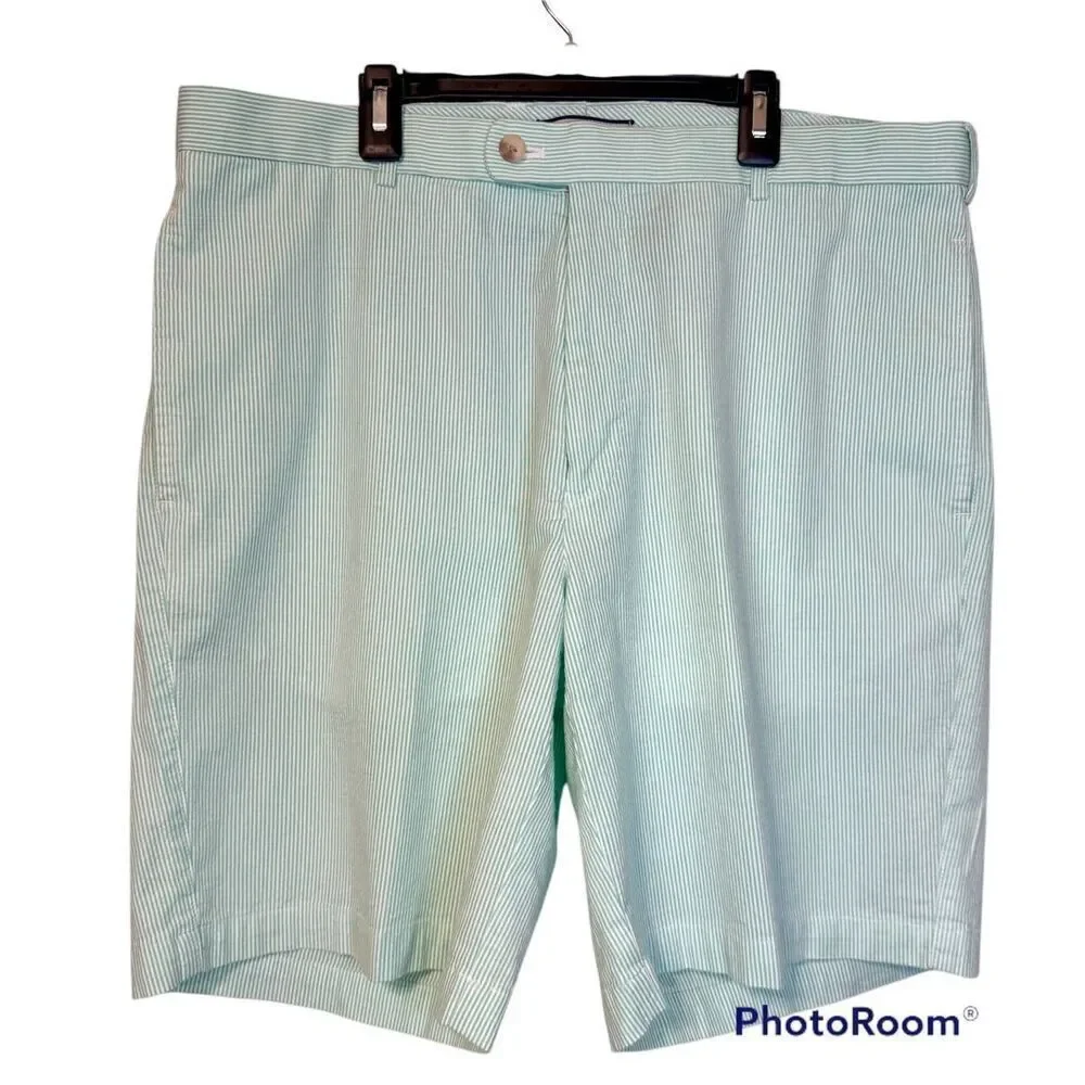 Peter Millar Men’s Seersucker Flat Front Shorts Sz. 36 Golf Summer